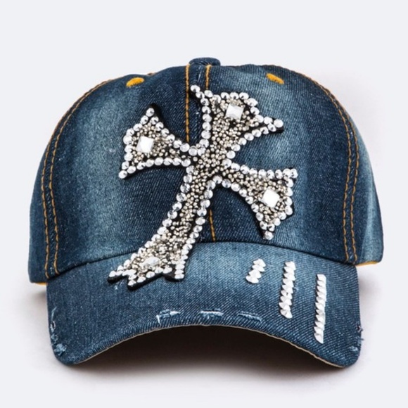 Glam Girl Fashion Accessories - NWT Crystal Embellished Cross Cap